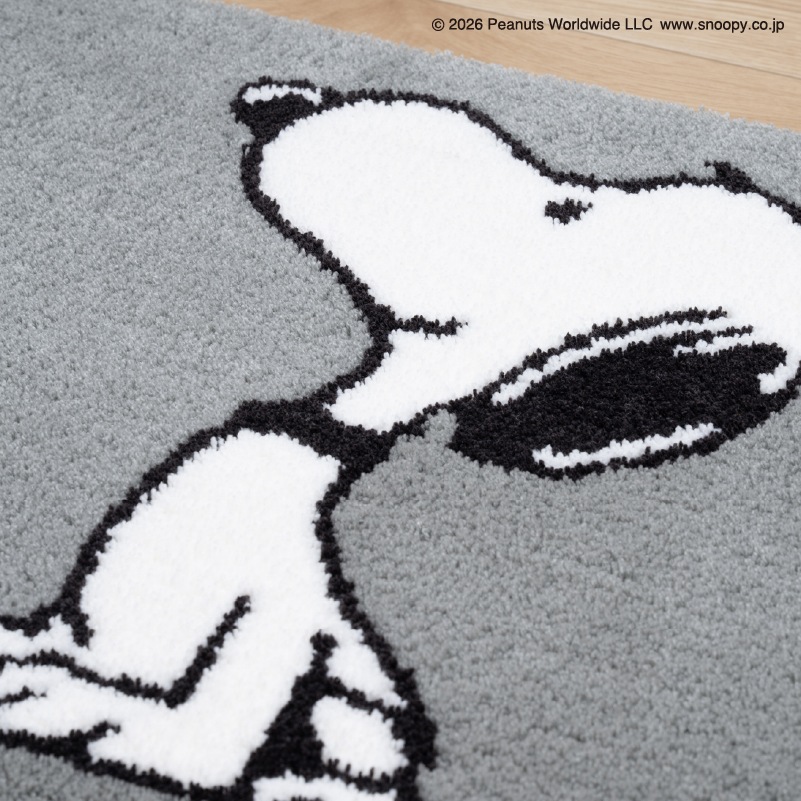 PEANUTS インテリアマット 約45×70cm ウェイト（グレー）/サーフボード（ブルー）/シット（ベージュ）/ルックフラワー（ベージュ）