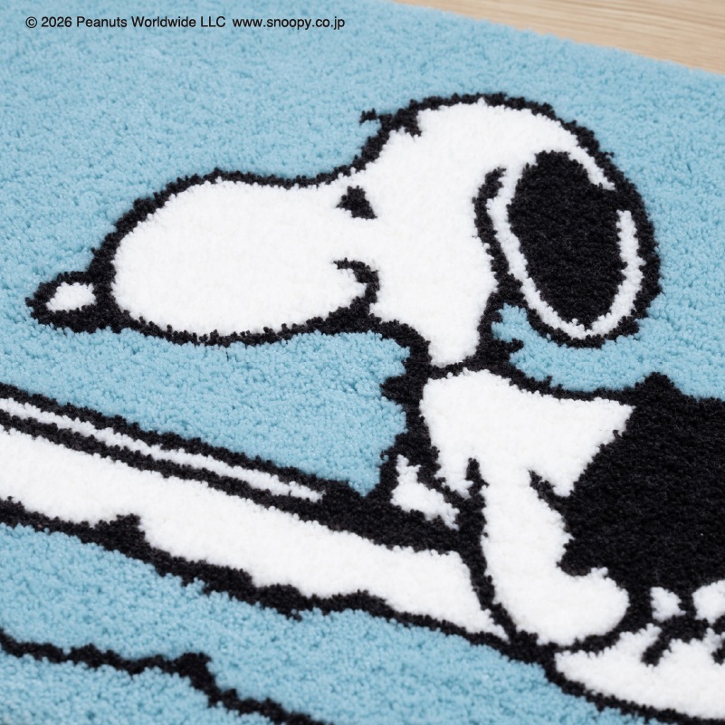 PEANUTS インテリアマット 約45×70cm ウェイト（グレー）/サーフボード（ブルー）/シット（ベージュ）/ルックフラワー（ベージュ）