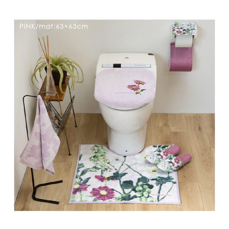 デザイナーズギルド アルテミシア トイレマット 約63×63cm アイボリー/ピンク