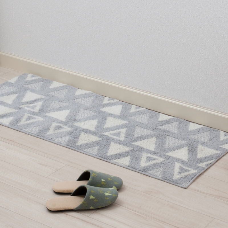 【キッチンマット ロングマット 日本製 三角形 おしゃれ】約50×120cm グリーン/グレー/パープル SDS トライアングル