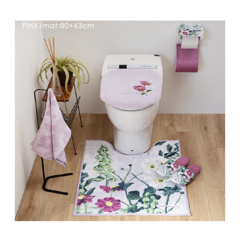 デザイナーズギルド アルテミシア ロングトイレマット 約80×63cm アイボリー/ピンク