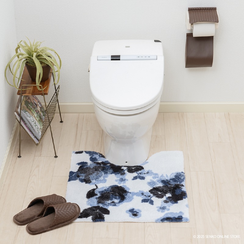 M+home クッカ トイレマット 約60×60cm ネイビーブルー