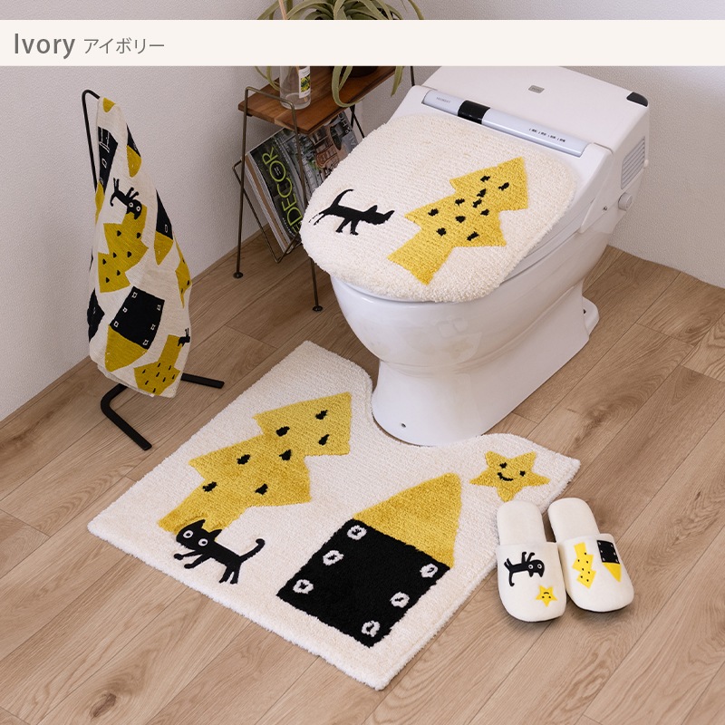 アツコマタノ 迷子のMEME BEBE トイレマット 約60×60cm ブルー