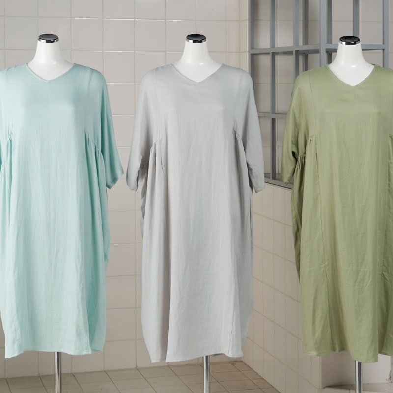 ☆M+home プナ ワンピース M～Lサイズ ブルー/グレー/カーキ