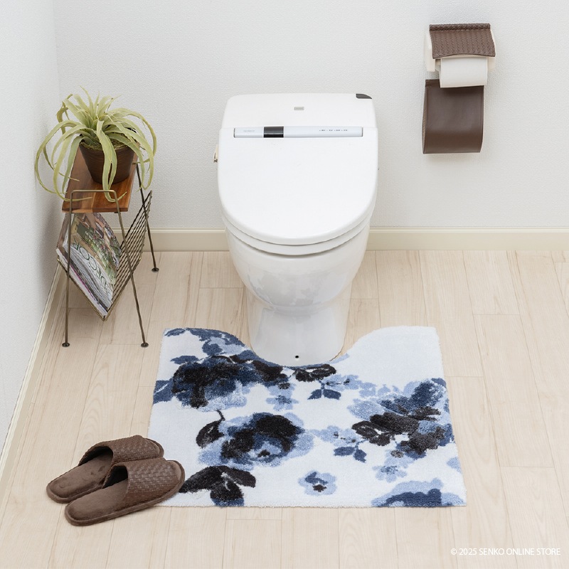 M+home クッカ トイレマット 約70×70cm ネイビーブルー