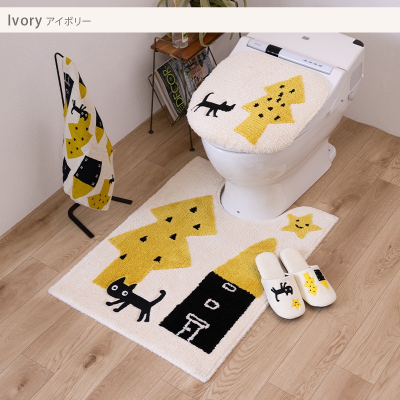 アツコマタノ 迷子のMEME BEBE ロングトイレマット 約80×60cm ブルー