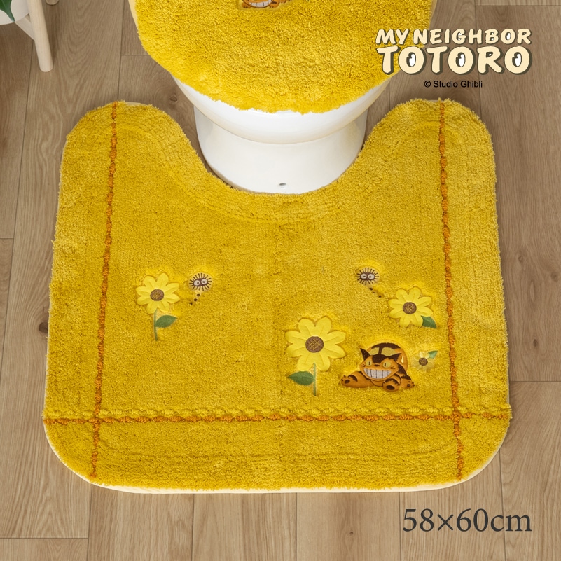となりのトトロ 花のバス停 トイレマット 約58×60cm イエロー