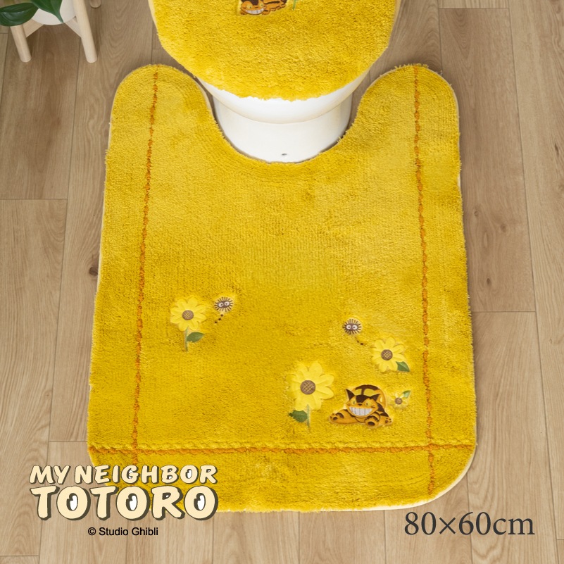 となりのトトロ 花のバス停 ロングトイレマット 約80×60cm イエロー