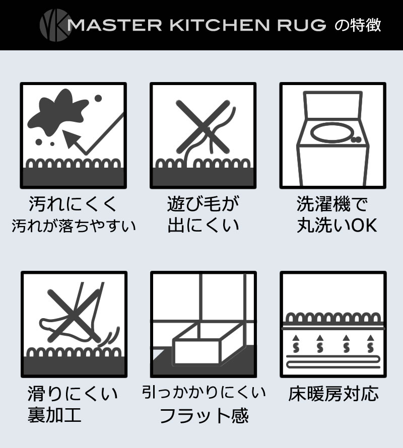 【キッチンマット ギリシャ製 薄手 滑りにくい 洗える 床暖房対応 モダン】約50×270cm ダークグレー/グレー SDS/マスターキッチンラグ ORBIT オービット ラッピング/のし対応不可