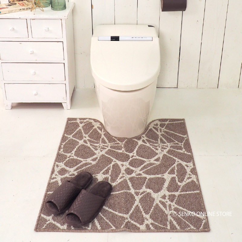 ★マスタースペースラグ ペンテリコン トイレマット 約83×73cm グレー/ライトグレー/モカ