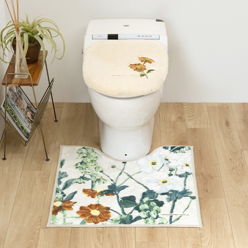 デザイナーズギルド アルテミシア トイレ2点セット トイレマット+兼用フタカバー アイボリー/ピンク