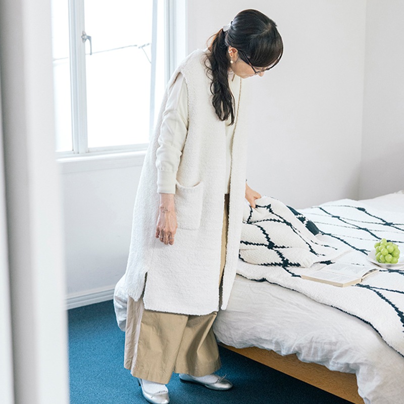 M+home ルミ ロングベスト S～M/M～Lサイズ ブラック/グレー/アイボリー