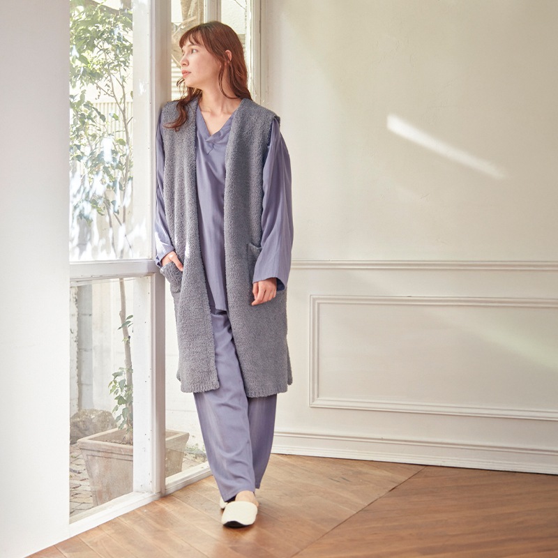 M+home ルミ ロングベスト S～M/M～Lサイズ ブラック/グレー/アイボリー