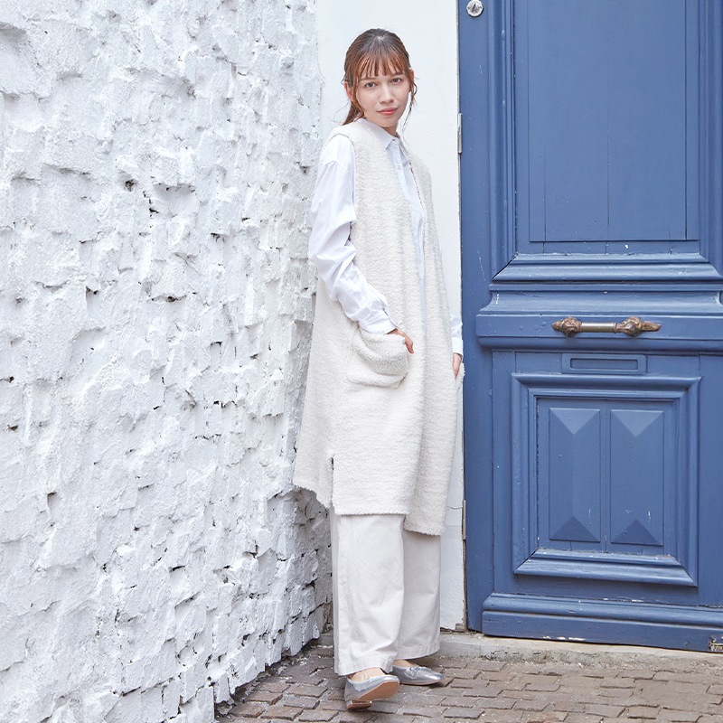 M+home ルミ ロングベスト S～M/M～Lサイズ ブラック/グレー/アイボリー