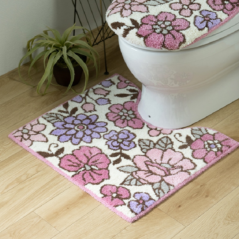 SDS シャーロット トイレマット 約55×60cm グレー/ローズ | ブランド