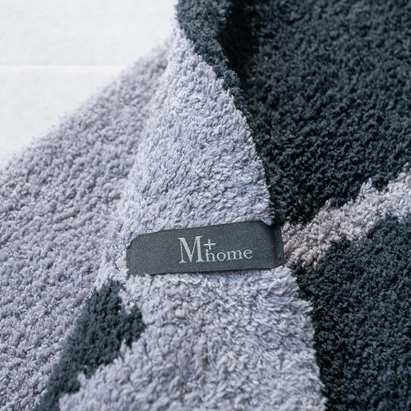 M+home クーラ ブランケット 約70×130cm ブラック/アイボリー