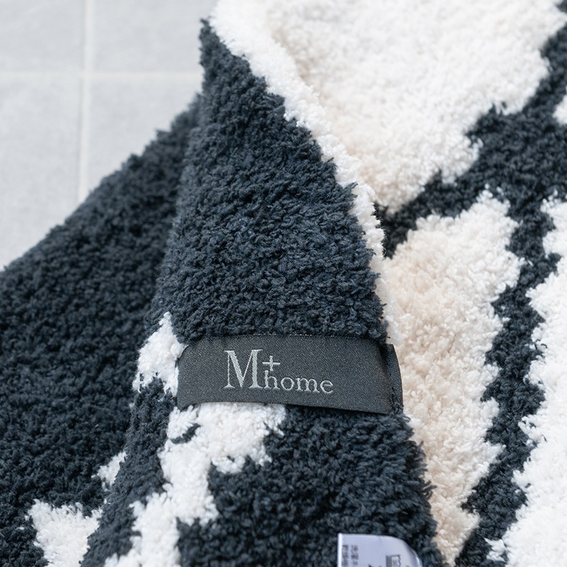 M+home クーラ ブランケット 約70×130cm ブラック/アイボリー