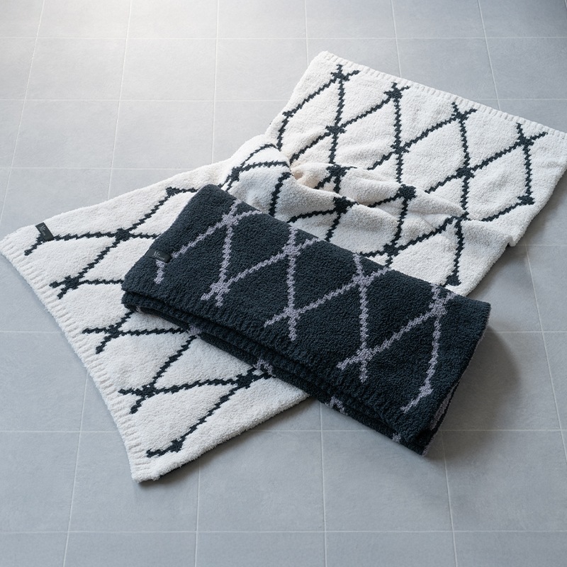 M+home クーラ ブランケット 約70×130cm ブラック/アイボリー