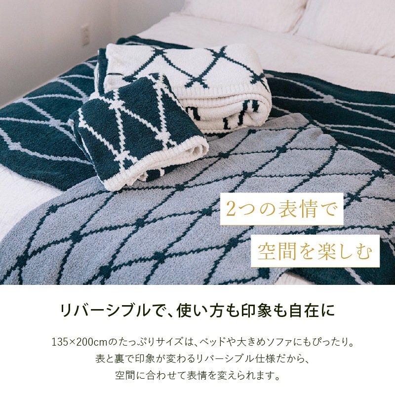 M+home クーラ ブランケット 約135×200cm ブラック/アイボリー