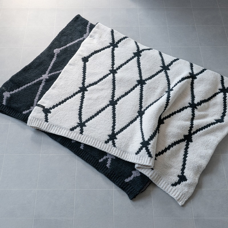 M+home クーラ ブランケット 約135×200cm ブラック/アイボリー