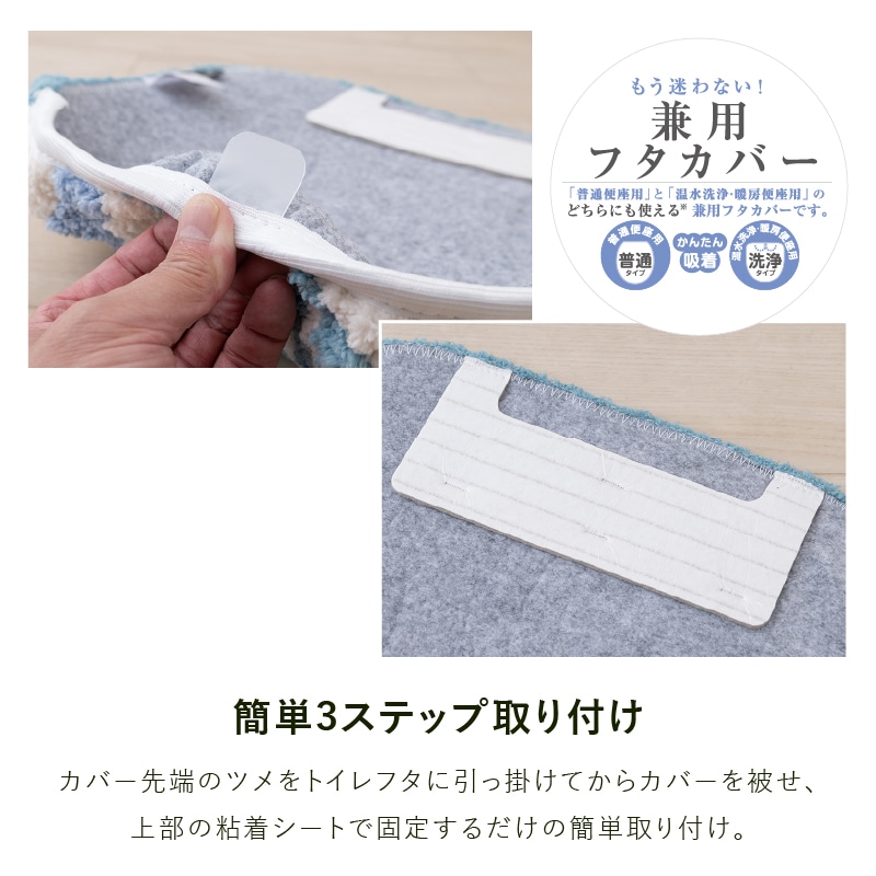 SDS Scandinavian Fika バルーン トイレ4点セット トイレマット+兼用フタカバー+スリッパ+ペーパーホルダーカバー ブルー/イエロー