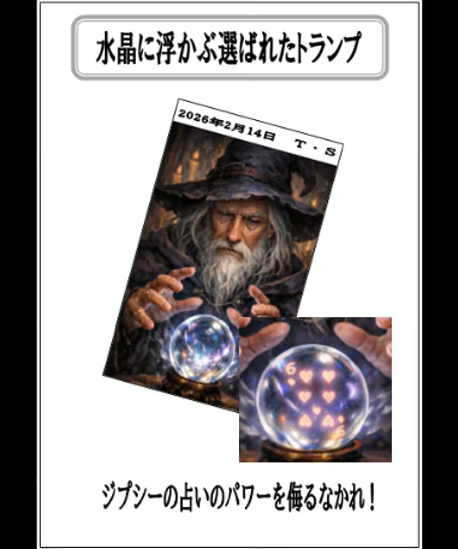 水晶に浮かぶ選ばれたトランプ
