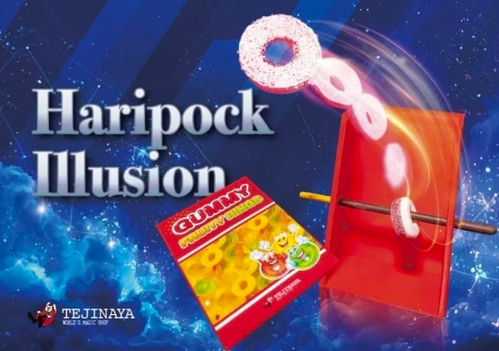 ハリポキイリュージョン (グミがスティック菓子に貫通するマジック)