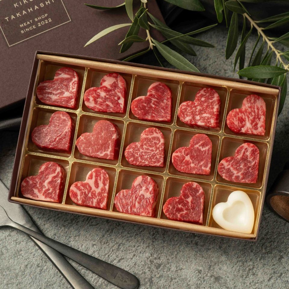 ミニ ハート型 ステーキ 約180ｇ （約12ｇ×14個+牛脂×1個）