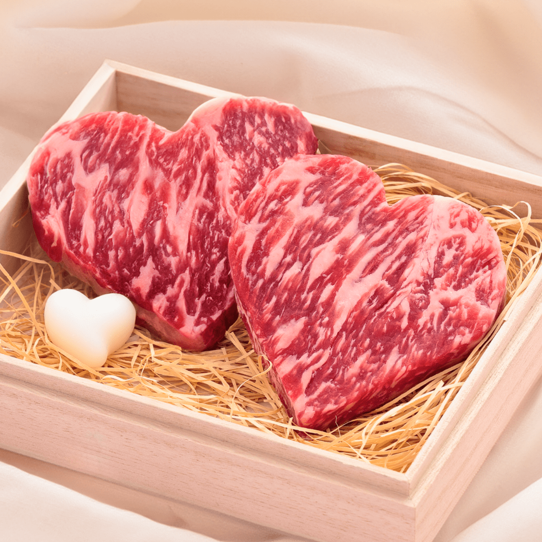 ハート型 国産牛ステーキ（約100g） 2個セット 桐箱ギフト