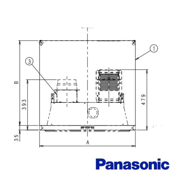 パナソニック【FY-MS966E-S】※換気扇 レンジフード スマートスクエアフード用同時給排ユニット本体別売り 90cm幅 対応吊戸棚高さ：70cm用
