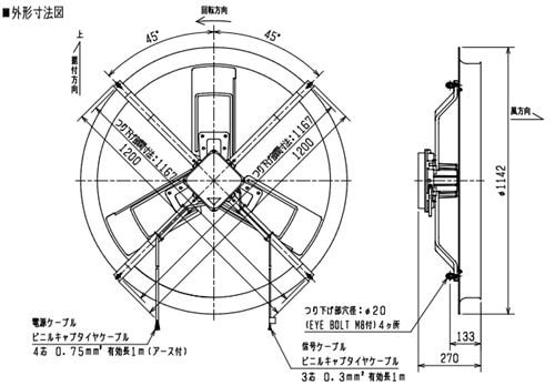 三菱 ソーワテクニカ 【KH-DCR100ETF】※ 農事用有圧換気扇 DCブラシレスモーター搭載タイプ 丸形 羽根径100cm  管理番号：3080