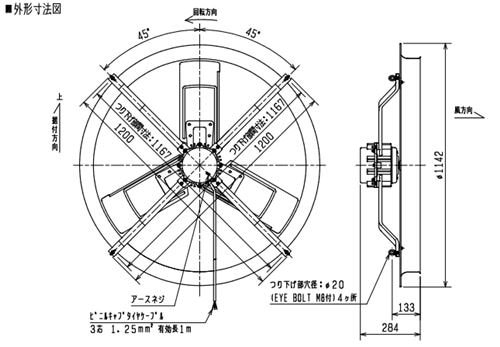 三菱 ソーワテクニカ 【KH-R100ETF-50】※ 農事用送風機 丸形 羽根径100cm  管理番号：3080