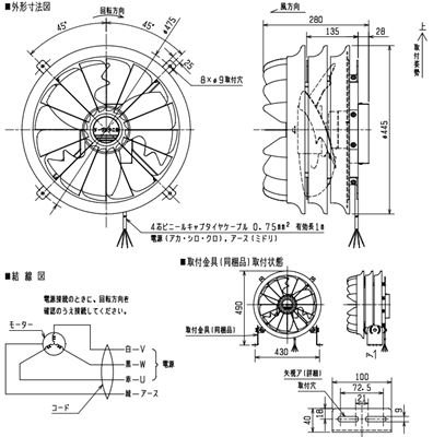 三菱 ソーワテクニカ 【PF-H35CTD】※ 換気扇 ストレートパワーファン 循環扇 35cmタイプ 3相200V  管理番号：1340