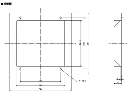 ▲三菱 【PS-23KF2】 換気扇用 片吸込形シロッコファン用部材 角形フランジ  旧品番PS-23KF