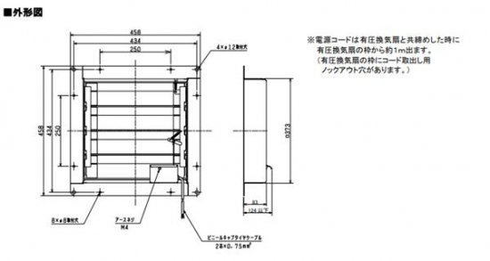PS-35SMA3 有圧換気扇用電動シャッター鋼板製