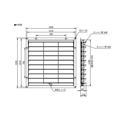 三菱 【KD-105KS】※ 産業用送風機  別売 有圧換気扇用部材 ステンレス製固定式防火ダンパー  管理番号：3080