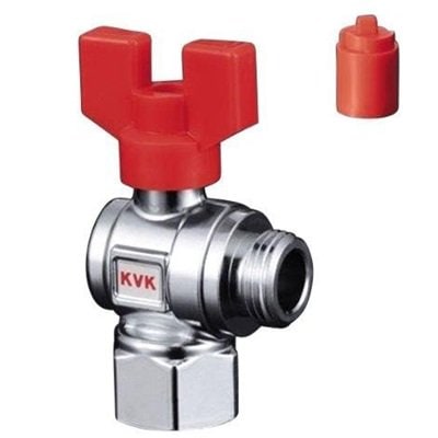 ▲KVK【K243】耐熱ボールバルブ R1/2めねじ×G1/2おねじ 
