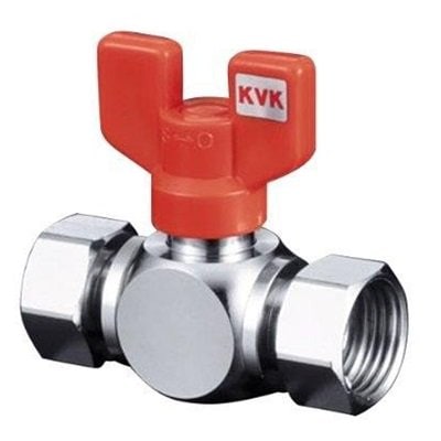 ▲KVK【K256】耐熱ボールバルブ G1/2ナット×G1/2ナット 