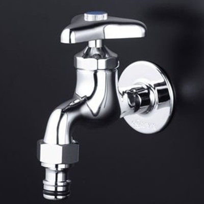 ▲KVK【K4SPJ】屋外ホース接続ニップル付横水栓 蛇口