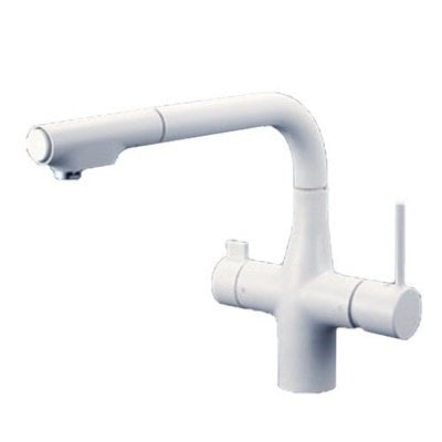 ▲KVK【KM6121ECM4】※浄水器専用シングルレバー式シャワー付混合栓(eレバー) マットホワイト 本体のみ