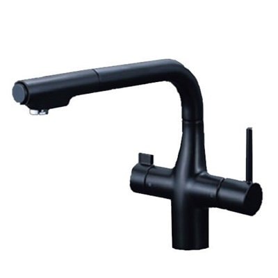 ▲KVK【KM6121SCECM5】※浄水器付シングルレバー式シャワー付混合栓(eレバー) マットブラック