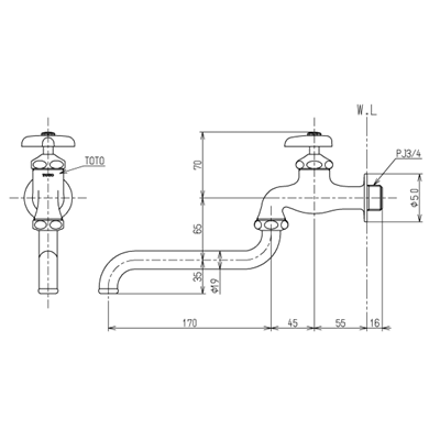 ◎TOTO【T30ARU20C】水栓金具 単水栓 横水栓 自在式 寒冷地仕様 蛇口