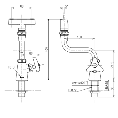 ◎TOTO【T249RS】水栓金具 洗眼水栓 立水栓 逆支弁 受注生産品