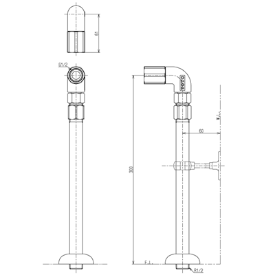 ▲TOTO【T6B1】給水金具 自動水栓サーモスタット混合栓用床給水金具