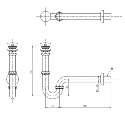 ▲TOTO【T6PM16】壁排水金具 Pトラップ 32mm 目皿カバー付