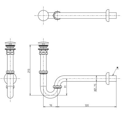 ▲TOTO【T6PM17】壁排水金具 Pトラップ 32mm 目皿カバー付
