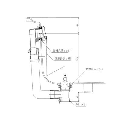 ▲TOTO【PZ6140N】洋風バス用排水金具・ゴム栓  PAY1600専用 縦引き排水 浴室 受注生産品