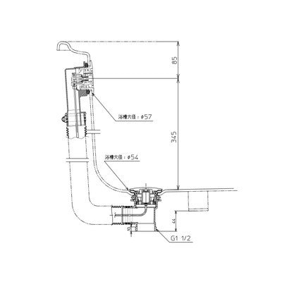 ▲TOTO【PZ6181】洋風バス用排水金具・ワンプッシュ  PAY1600専用 ワンプッシュ排水栓式 縦引き排水 浴室 受注生産品