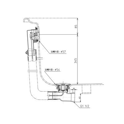 ▲TOTO【PZ6182】洋風バス用排水金具・ワンプッシュ  PAY1600専用 ワンプッシュ排水栓式 横引き排水 浴室 受注生産品