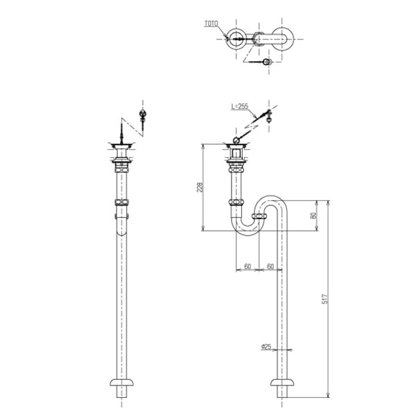 ◎TOTO【T22S】床排水金具 25mm Sトラップ   手洗器 洗面所
